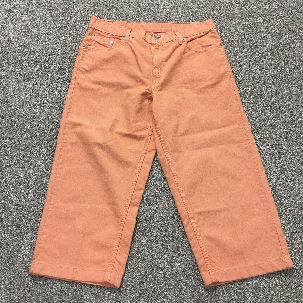 Vintage USA Levi's Cropped Relaxed Jeans Womens 14 Orange Denim 577 Cotton Blend